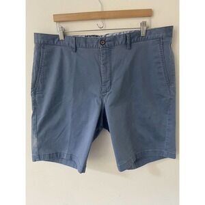 Tommy Bahama Mens Size 40 Flat Front Cotton Tencel Blend Navy Blue Chino Shorts